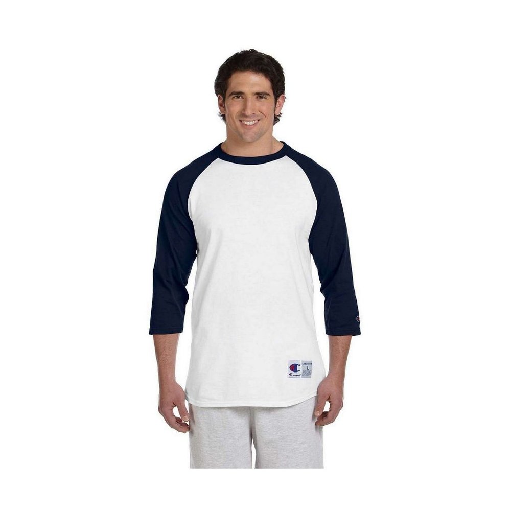 Champion Raglan T-Shirt - T1397 - White/ Navy